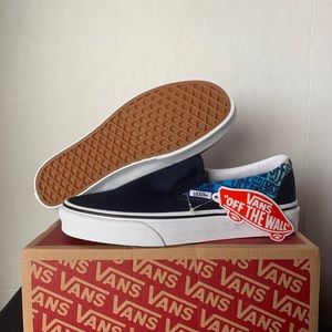 NEW Vans Slip-On Logo Flame Navy & White size 5